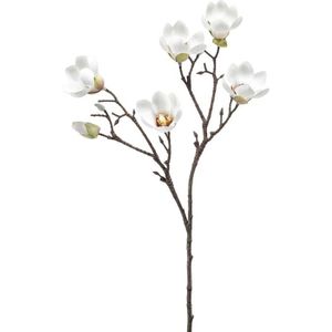 Emerald Kunstbloem Magnolia tak - 65 cm - creme wit - Kunst zijdebloemen