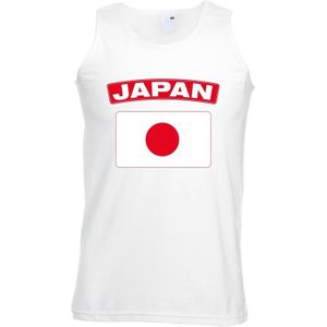 Japan singlet shirt/ tanktop met Japanse vlag wit heren