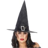 Halloween heksenhoed - basic model  - one size - zwart - meisjes/dames - verkleed hoeden