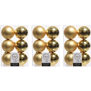 18x Gouden kunststof kerstballen 8 cm - Mat/glans - Onbreekbare plastic kerstballen - Kerstboomversiering goud