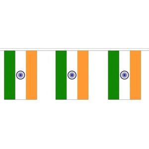 3x Buiten vlaggenlijn India 3 meter - Indiase vlag - Supporter feestartikelen - Landen decoratie en versieringen