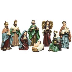 Set van 8x stuks kerststal beelden/kerstbeelden 6 x 3 x 12,5 cm -  Religieuze beelden/kerststallenfiguren