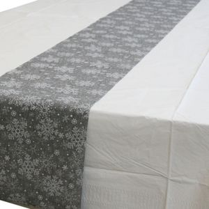 Wit tafelkleed 274 x 137 cm met tafelloper sneeuwvlokken voor de kersttafel - Kerstdecoratie - Kerstversiering