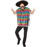 Carnaval verkleed set - Mexicaanse poncho met snor - voor volwassenen