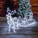 Set van 2x stuks kerstverlichting Led figuren voor buiten rendier met slee met 160 lampjes helder wit