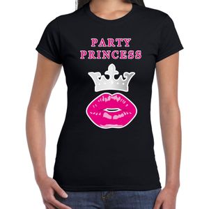 Party princess cadeau t-shirt zwart voor dames - Verjaardag kado shirt / outfit - sweet 16