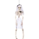 Set van 2x horror hang decoratie skelet bruid en bruidegom pop 41 cm - Halloween versiering hangende poppen
