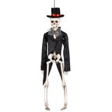 Set van 2x horror hang decoratie skelet bruid en bruidegom pop 41 cm - Halloween versiering hangende poppen