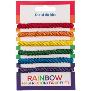 Armbandjes/haarbandjes - Gay Pride/Regenboog thema kleuren - setje van 6x stuks