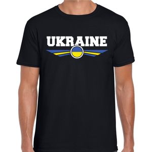 Oekraine / Ukraine landen t-shirt met Oekrainse vlag - zwart - heren - landen shirt / kleding - EK / WK / Olympische spelen outfit