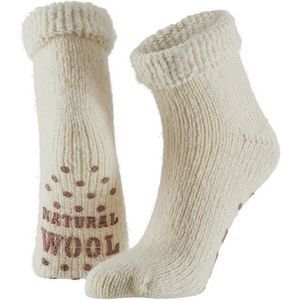 Wollen huis sokken anti-slip voor meisjes wit maat 23-26 - Slofsokken kinderen