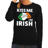 Kiss me I am Irish sweater zwart dames - feest trui dames - Ierland kleding