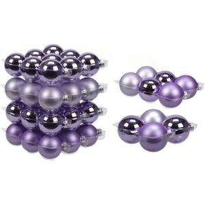 46x stuks glazen kerstballen amethyst paars 6, 8 en 10 cm mat/glans - Kerstversiering - kerstboomversiering