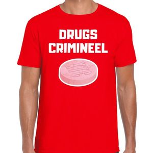 Drugs crimineel verkleed t-shirt rood voor heren - drugs crimineel XTC carnaval / feest shirt kleding