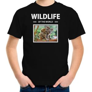 Dieren foto t-shirt Koala - zwart - kinderen - wildlife of the world - cadeau shirt Koala's liefhebber - kinderkleding / kleding