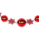 1x Rode Kerst decoratie slingers met kerstballen en sneeuwvlokken 116 cm - Kerstballen raamslinger - Schouw versiering