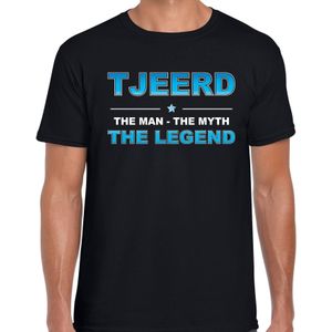 Naam cadeau Tjeerd - The man, The myth the legend t-shirt  zwart voor heren - Cadeau shirt voor o.a verjaardag/ vaderdag/ pensioen/ geslaagd/ bedankt