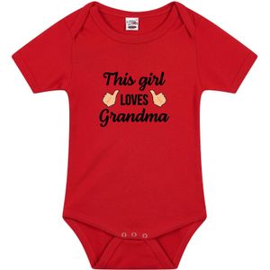 This girl loves grandma tekst baby rompertje rood meisjes - Cadeau oma - Babykleding