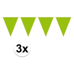 3x Mini vlaggenlijn / slinger -  lime groen -  300 cm