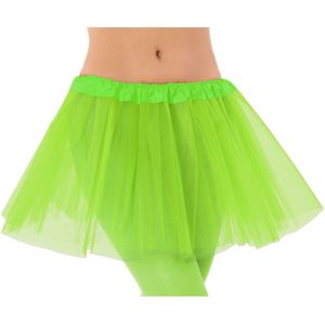 Dames verkleed rokje/tutu  - tule stof met elastiek - fluor groen - one size model - van 4 tot 12 jaar