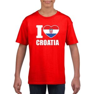 Rood I love Kroatie supporter shirt kinderen - Koratisch shirt jongens en meisjes