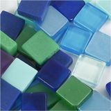 3x zakjes van 395x stuks Mozaiek tegels kunsthars groen/blauw 5 x 5 mm - kleine tegeltjes - Hobby/knutselen - Mozaieken