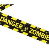 Markeerlint/afzetlint - Zombies danger - 18 meter - zwart/geel - kunststof