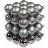 52x stuks glazen kerstballen titanium grijs 6 en 8 cm mat/glans - Kerstversiering/kerstboomversiering