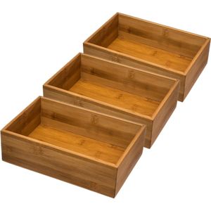 Set van 5x stuks bamboe ladekast/keukenspullen/kantoor vakjes/sorteerbakjes 23 x 15 x 7 cm