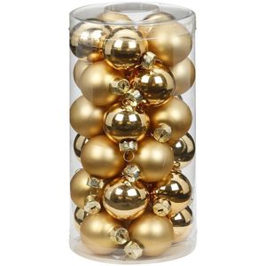 60x stuks kleine glazen kerstballen goud mix 4 cm - Kerstboomversiering/kerstversiering