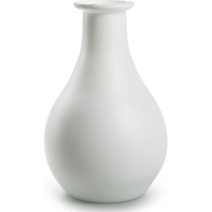 Jodeco Bloemenvaas Theresa - mat wit - eco duurzaam glas - D15 x H25 cm - Sierlijke kruik vorm