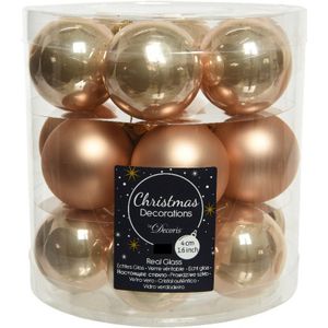 36x stuks kleine kerstballen toffee bruin van glas 4 cm - mat/glans - Kerstboomversiering