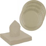 Santex feest/verjaardag servies set - 20x gebaksbordjes/25x servetten - taupe - karton