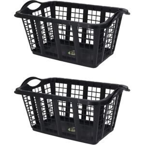Storage Solutions wasmanden met handvatten 2x stuks - zwart - 37 liter