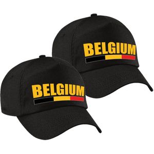3x stuks Belgium supporters pet zwart voor jongens en meisjes - kinderpetten - Belgie landen cap - supporter accessoire