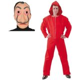 Verkleed overall Papel rood voor heren maat M 48/50 - Salvador Dali masker