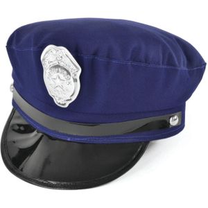 Rubies Politie/agent verkleed helm - blauw - kunststof - voor volwassenen - Verkleed accessoires/helmen