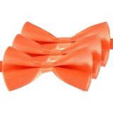 3x Oranje verkleed vlinderstrikjes 14 cm voor dames/heren - Oranje thema Koningsdag/voetbal - Vlinderstrikken/vlinderdassen met elastieken sluiting