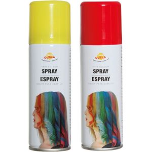 Fiesta Guirca Carnaval verkleed haar verf/spray - rood en geel - spuitbus - 125 ml