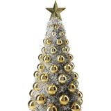 Complete mini kunst kerstboompje/kunstboompje zilver/goud met kerstballen 40 cm - Kerstbomen - Kerstversiering