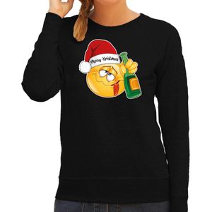 Bellatio Decorations foute kersttrui/sweater dames - Dronken - zwart - Merry Kristmus