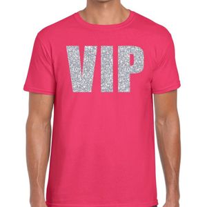 VIP zilver glitter tekst t-shirt roze voor heren