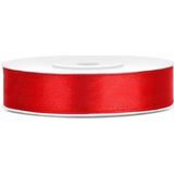 5x rollen satijnlint geel-goud-rood-paars-blauw 1,2 cm x 25 meter - Hobby cadeaulint