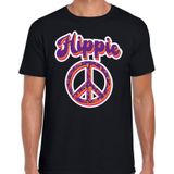 Hippie t-shirt zwart voor heren - 60s / 70s / toppers outfit / kleding