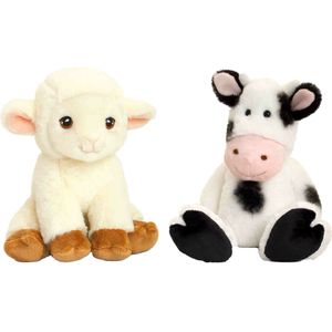 Keel Toys - Pluche knuffels koe en lammetje/schaap vriendjes 25 cm