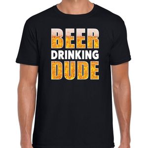 Beer drinking dude drank fun t-shirt zwart voor heren - bier drink shirt kleding