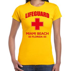 Lifeguard / strandwacht verkleed t-shirt / shirt Lifeguard Miami Beach Florida geel voor dames - Reddingsbrigade shirt / Verkleedkleding / carnaval / outfit