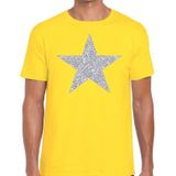 Zilveren ster glitter t-shirt geel heren - shirt glitter ster zilver