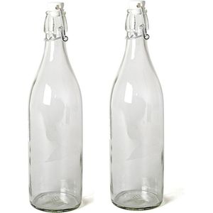 18x Glazen Beugelflessen/Weckflessen Transparant met Beugeldop 1 Liter - Inmaakflessen van Glas