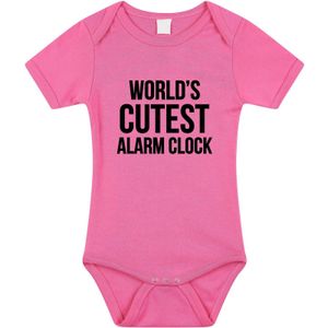 Worlds cutest alarm clock tekst baby rompertje roze meisjes - Kraamcadeau - Babykleding